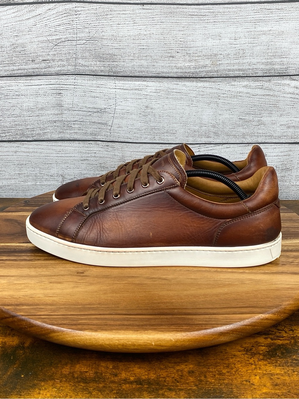 Magnanni Cote Lo Stretch Lace Up Sneaker Brown Leather Men’s Shoe Size 11 EU 44